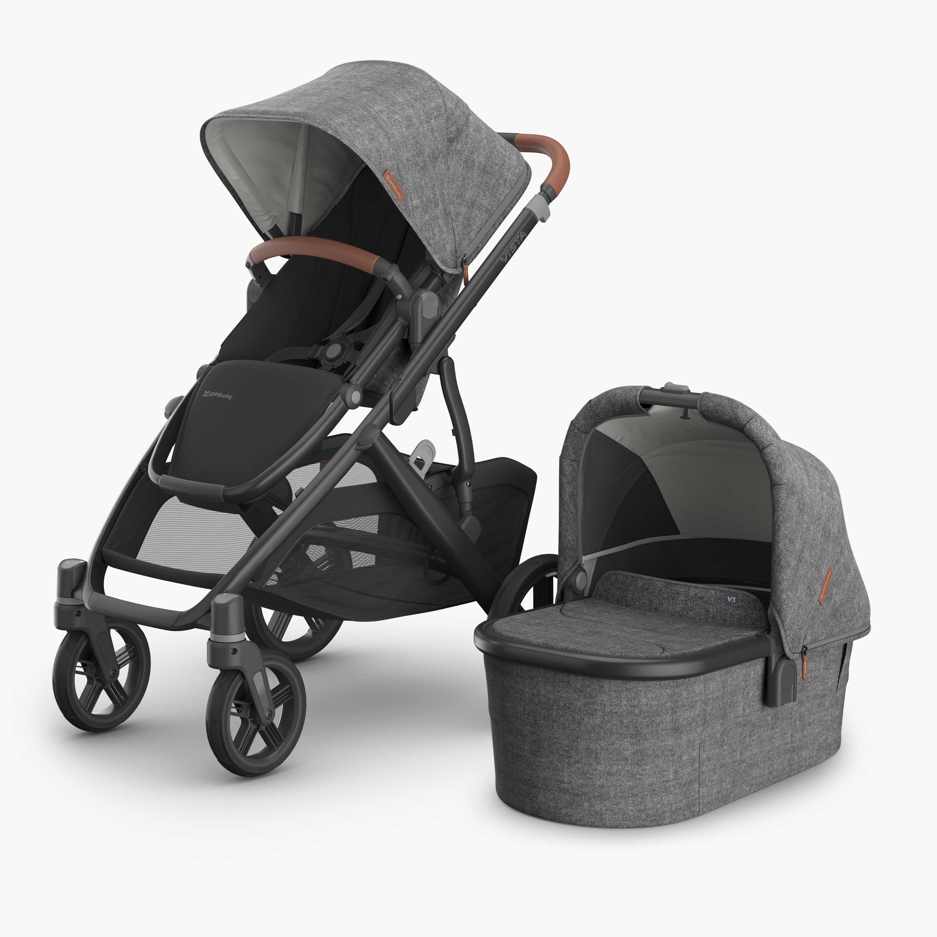 UPPAbaby Vista V2 With Bassinet โ Greyson (Charcoal Melange/Carbon)