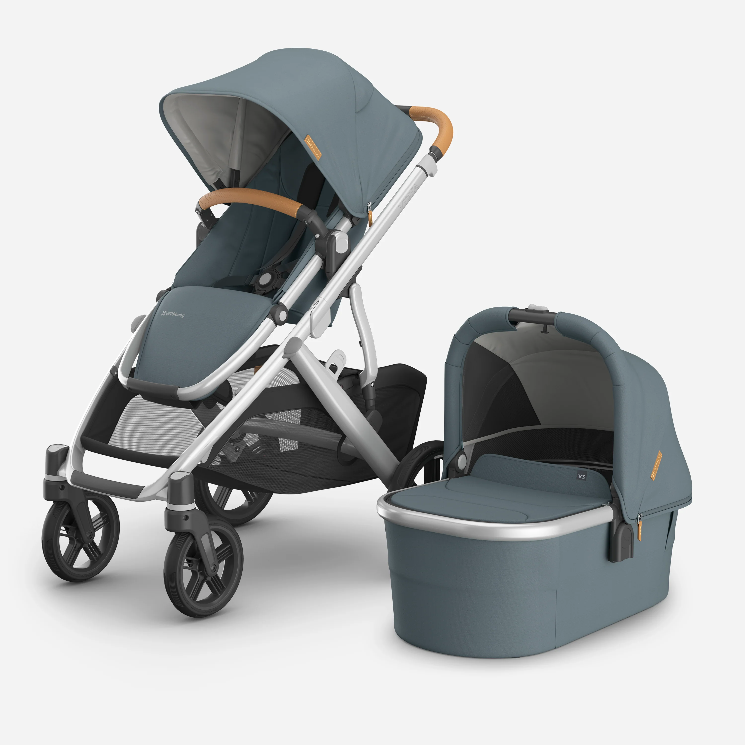 UPPAbaby Vista V3 Pram With Bassinet - Callum (Stone Blue / Silver)