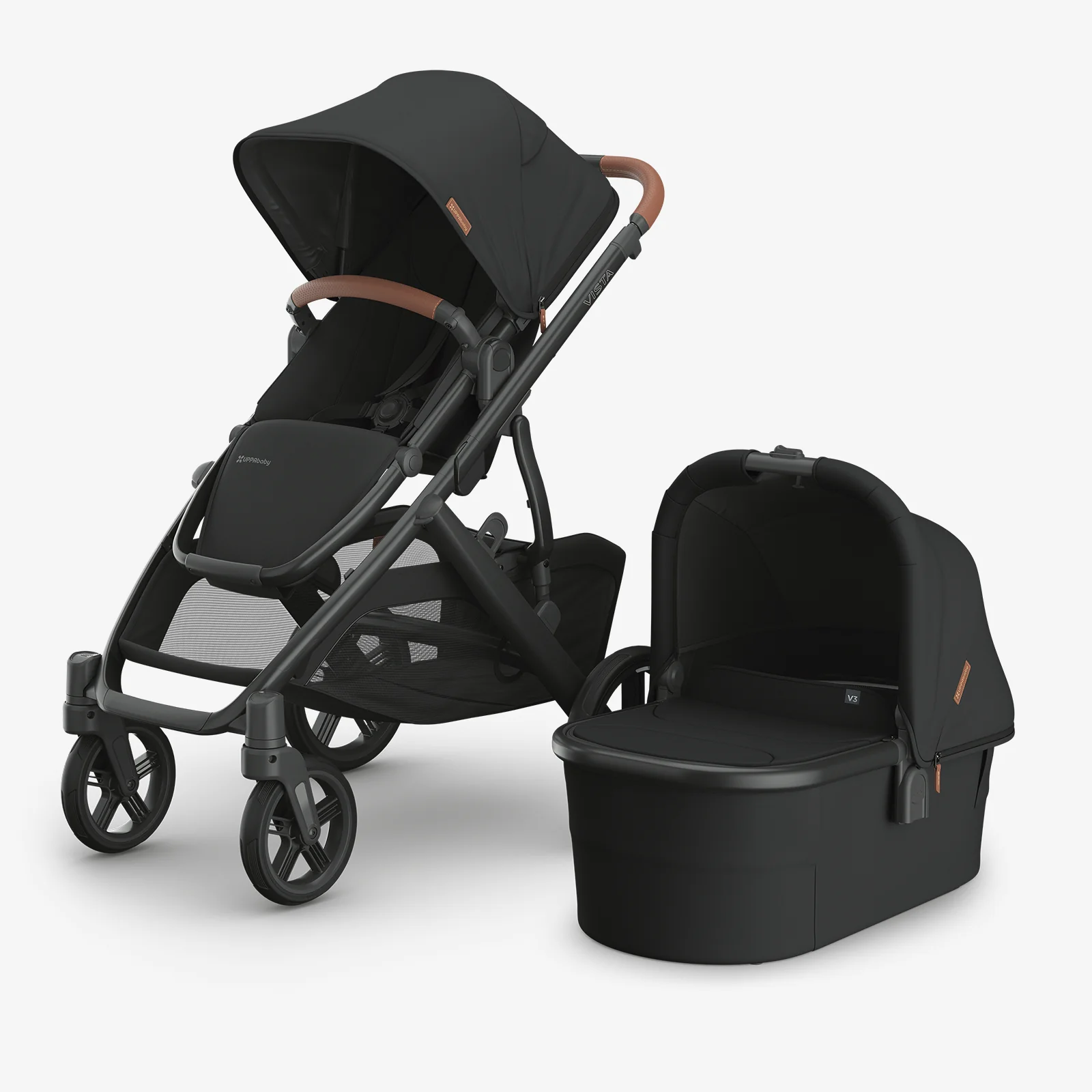 UPPAbaby Vista V3 Pram with Bassinet - Nori (Charcoal / Saddle Leather)